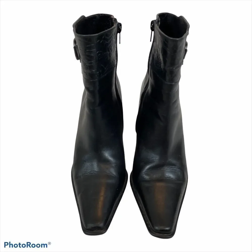 Via Spiga Ladies Black Leather‎ Ankle Boots 7.5